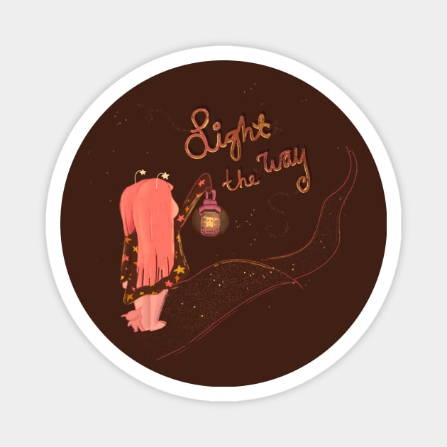 Girl with lantern - Light the way Magnet by moonlitdoodl